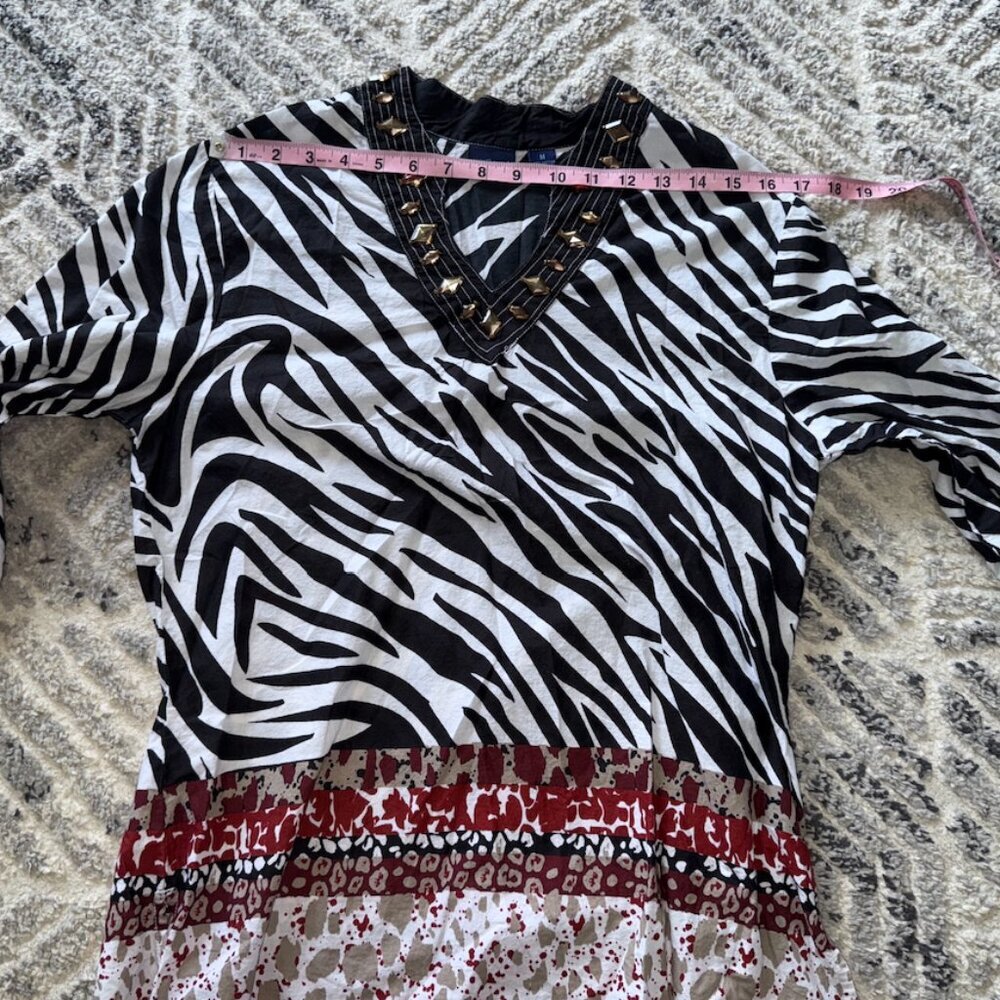 Zebra Aztec Westbound Women's Top 100% Cotton Medium - Picture 5 of 9